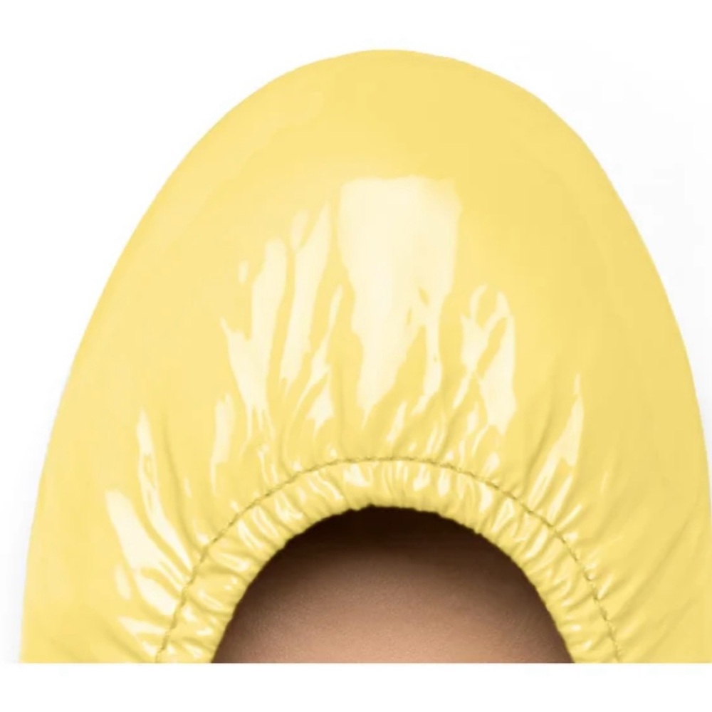 Tieks Yellow Lemon Patent Flats with teal bottom, size 7 - Picture 6 of 7